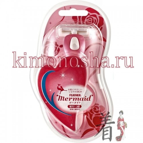 FEATHER Mermaid Rose Pink - Женский бритвенный станок с тройным лезвием Лучший выбор для нежной женской кожи. Супертонкие тройные лезвия обеспечивают полное сбривание нежелательных волосков. Картридж станка оснащен специальным направляющим валиком. Вращаясь и прилегая к коже особым образом, он создает легкое натяжение кожи, облегчая бритье: валик прижимается к коже, слегка ее натягивая, направляющие пластинки приподнимают волоски, тройное лезвие подрезает волоски глубже, чем у самого корня
