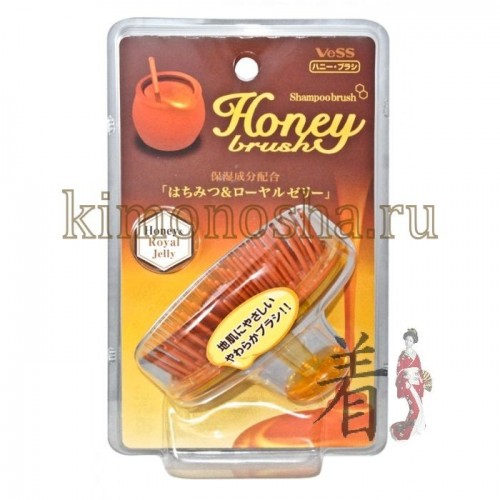 VESS Honey Shampoo Brush Массажер для кожи головы с мёдом и маточным молочком пчёл Как известно, очищение кожи головы является основной профилактикой выпадения волос. Массаж кожи головы с одновременным применением шампуня повышает эффективность очищения пор кожи, оставляя ощущение свежести и чистоты. Расслабляющий, не травмирующий кожу головы массаж возможен благодаря мягкому материалу, из которого изготовлены массирующие зубцы. Кроме того, массирующие зубцы содержат микрокапсулированные мёд и маточное молочко пчёл. Эти компоненты ежедневно увлажняют волосы, придают им гладкость и блеск