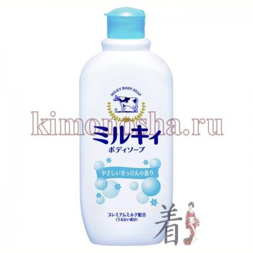 COW BRAND Milky Body Soap - Жидкое мыло для тела с керамидами и молочными протеинами аромат цветочного мыла Жидкое мыло образует густую пену и великолепно очищает кожу, одновременно ухаживая за ней.
Содержит три вида натуральных увлажняющих ингредиентов, полученных из молока, включая керамид молока (сфингомиелин).
Он восстанавливает целостность кожного покрова, делает кожу гладкой и нежной, защищает от потери влаги.
Мягкая моющая основа позволяет использовать мыло для всей семьи, в том числе и для детей.
Обладает легким пудровым ароматом свежести с нотами жасмина и мускуса.