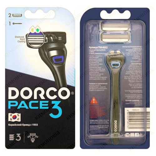 Dorco Pace 3 Бритвенный станок c 3-я лезвиями 3-лезвийная бритвенная система обеспечивает отличное, мягкое бритье за одно движение;
Легкое промывание всех трех лезвий благодаря открытой архитектуре обратной стороны картриджа.