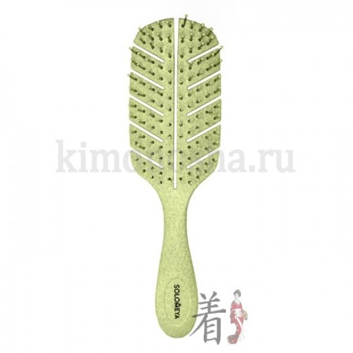 SOLOMEYA Scalp Massage Bio Hair Brush Green Массажная био-расческа для волос Зеленая Бережное расчесывание и массаж головы! Экологичный BIO-FRIENDLY материал. Подвижный корпус, гибкие щетинки оказывают легкий и приятный массажный эффект.