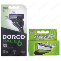 Dorco Pace 6 - Набор: Бритвенный станок c 6-ю лезвиями и 1 дополнительная кассета + Сменные кассеты c 6-ю лезвиями 4 шт/упак