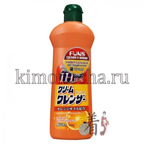 Daiichi Funs Orange Boy Крем чистящий универсальный с ароматом апельсина Чистящий крем Orange Boy – это универсальное средство для кухни и любых жилых помещений. Подходит для чистки кондиционеров, вентиляторов, электроплит, духовок, стен, кафеля и пола. Крем очищает самые сложные загрязнения, масляные пятна, следы рук и уничтожает бактерии