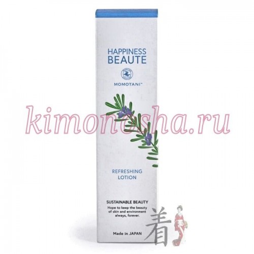 MOMOTANI HAPPINESS BEAUTE Refreshing Lotion Освежающий и увлажняющий лосьон для лица с растительными экстрактами Лосьон мгновенно проникает в кожу, глубоко ее увлажняет и освежает, делает упругой, нежной, мягкой и шелковистой. Предотвращает сухость и огрубение. Не оставляет ощущения липкости.