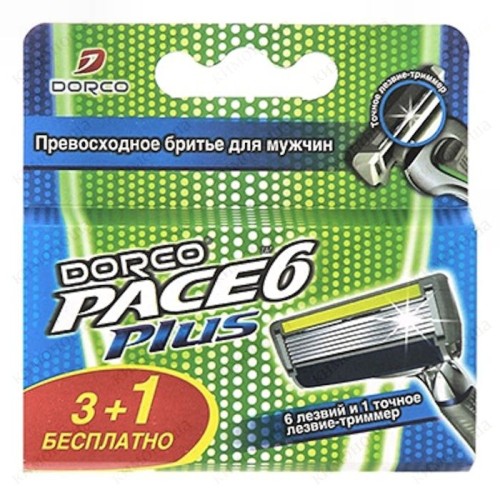 Dorco Pace 6 Plus Сменные кассеты c 6-ю лезвиями и триммером Новые, инновационные 6-лезвийные сменные кассеты обеспечат мгновенный и качественный результат.