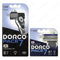 Dorco Pace 7 - Набор: Бритвенный станок c 7-ю лезвиями и 1 дополнительная кассета + Сменные кассеты c 7-ю лезвиями 4 шт/упак