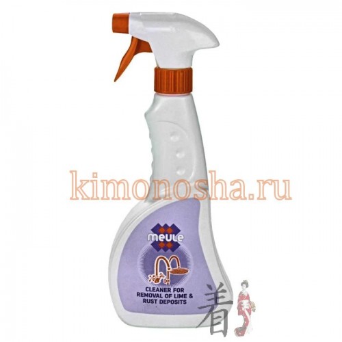 MEULE Cleaner for Removal of Lime &amp; Rust Deposits - Средство для удаления известкового налета и ржавчины Чистящее средство Meule предназначено для быстрого удаления с керамических, кафельных и других поверхностей ржавчины и известкового налета. Оно очень эффективно против въевшихся пятен и грибка. Состав хорошо борется со скоплениями микробов, полностью их уничтожая и предотвращая дальнейшее появление. Благодаря удобной упаковке с дозатором средство равномерно наносится и не оставляет разводов.