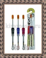 EQ Maxon Navi Super Gold Toothbrush - Зубная щетка со сверхтонкими щетинками двойной высоты и прозрачной прорезиненной ручкой, с ионами золота, средней жесткости