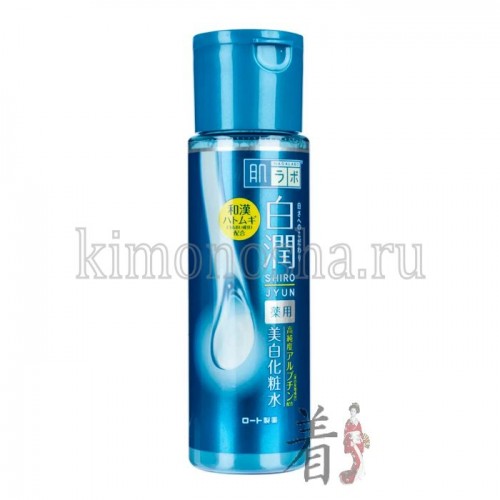 ROHTO HADA LABO SHIROJYUN WHITENING ARBUTIN SKIN TONER LOTION Отбеливающий лосьон для кожи для кожи предупреждающий пигментацию Отбеливающий лосьон-гидратор для лица с высоким содержанием арбутина, производной витамина С и супер-гиалуроновой кислотой. Содержит три типа гиалуроновых кислот разных молекулярных масс, включая супер гиалуроновую и нано гиалуроновую, которые оказывают глубоко увлажняющее действие. Арбутин подавляет синтез меланина. Витамин С - укрепляет стенки сосудов, осветляет пигментные пятна, веснушки и следы от пост-акне, восстанавливает кожу от повреждений, вызванных УФ-излучением.