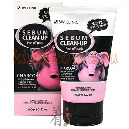 3W CLINIC Sebum Clean-Up Peel off Pack - Маска-плёнка с черным углем Маска с чёрным углём для контроля жирности кожи и удаления черных точек и грязи. Маска на основе черного угля, при засыхании прилипает к лицу, застывая и проникая глубоко в поры, при удалении забирая с собой грязь, очищая поры и лицо от кожного жира.