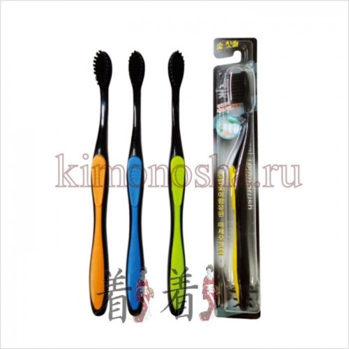 EQ MAXON Mashi Maro Charcoal Toothbrush - Зубная щетка с древесным углем, тонкой щетиной, средней жесткости, стандартная чистящая головка Зубная щетка с древесным углем и ионами серебра прекрасно удаляет налет и укрепляет десны. Обладает антибактериальным эффектом.
