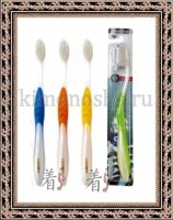 EQ MAXON Nano Silver Toothbrush - Зубная щетка c наночастицами серебра, сверхтонкой двойной щетиной, средней жесткости, стандартная чистящая головка, изогнутая ручка