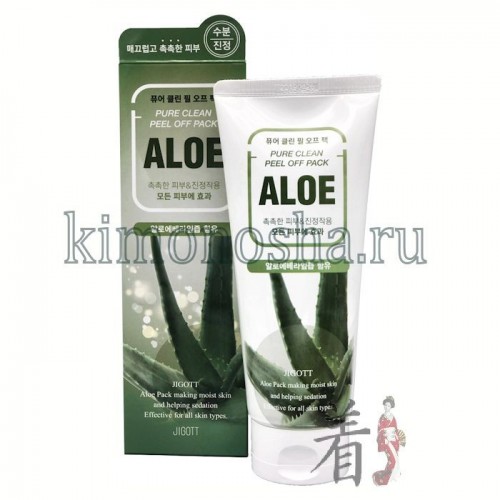 JIGOTT Pure Clean Peel Off Pack ALOE Маска-пленка для глубокого очищения кожи лица с экстрактом алоэ Маска-пленка полностью повторяет рельеф кожи, поэтому хорошо удаляет ороговевшие частички, глубоко очищает поры от загрязнений и выравнивает ее тон. Экстракт алоэ эффективно выводит токсины, осветляет кожу, контролирует выделение себума, обладает мощным противовоспалительным и антибактериальным действием. Маска на основе термальной воды, с добавлением экстракта камелии, огурца и гидролизованного коллагена. Рекомендуется для подростковой, проблемной и комбинированной кожи, склонной к воспалениям.