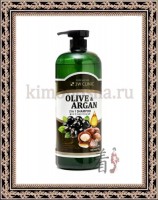 3W Clinic Olive & Argan 2 in 1 Shampoo - Шампунь для поврежденных волос с оливковым и аргановым маслами, 1500 мл