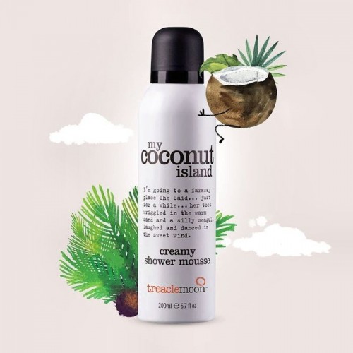Treaclemoon My coconut island Shower mousse Мусс для душа Кокосовый рай Мягкий и воздушный мусс для душа окутает тело нежностью словно легкое облачко. Мусс деликатно очищает кожу, не пересушивая ее. Средство оставляет тонкий аромат спелого кокоса, который дарит непередаваемое наслаждение на протяжении всего дня.