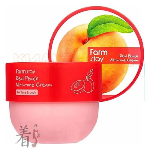 FarmStay Real Peach Cream Многофункциональный Крем для Лица и Тела с Персиком Действие крема направлено на глубокое питание и мощное омолаживающее воздействие. Крем предотвращает появление морщин, повышает упругость и эластичность кожи благодаря микрочастицам жемчуга и алмаза. Галактомисис активизирует обменные процессы и регенерирует кожу. Комплекс экстрактов растений насыщает кожу витаминами и предупреждают появление признаков возрастных изменений.