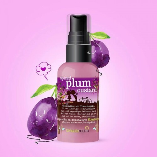 Treaclemoon Spiced plum custard Koerperlotion Лосьон для тела Пряная слива Сладкий аромат с пряной кислинкой – ммммммм. Спелая слива манит словно душистый конфитюр! Но этот деликатес только для твоей кожи. Лосьон для тела сделает ее гладкой и бархатистой, подарив моментальное увлажнение. Быстро впитывается, не оставляя липкости.
