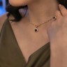 Комплект КТ864 - Комплект Серьги + Кольцо + Кулон из Дубайского золота со вставками из крупных минералов синего цвета и крошечных бесцветных минералов - КТ864-3_3