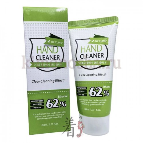 3W CLINIC Hand Cleaner 62% Гель для рук антибактериальный Средство с антибактериальным эффектом изготовлено на водно-спиртовой основе с добавлением ухаживающего комплекса. Гиалуроновая кислота, экстракты зеленого чая, алоэ и белой шелковицы оказывают увлажняющее, смягчающее, восстанавливающее и защитное воздействие на кожные покровы, позволяют использовать гель и взрослым, и детям.