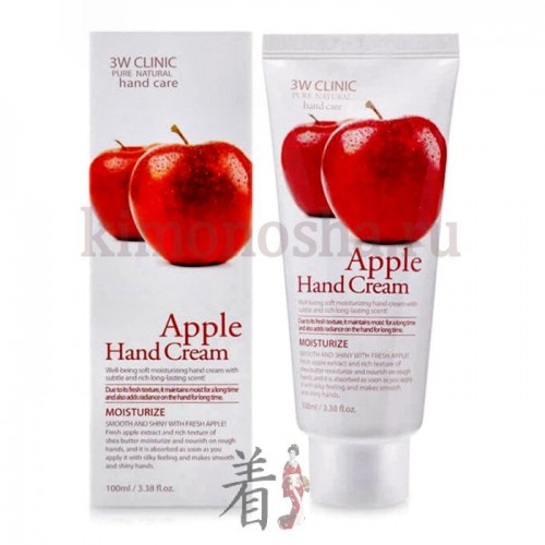 3W CLINIC Moisturizing Apple Hand Cream Крем для рук c экстрактом Яблока яблока Увлажняющий крем, с нежнейшим яблочным ароматом, эффективно устраняет сухость и шелушения, разглаживает структуру кожи и выравнивает ее тон.