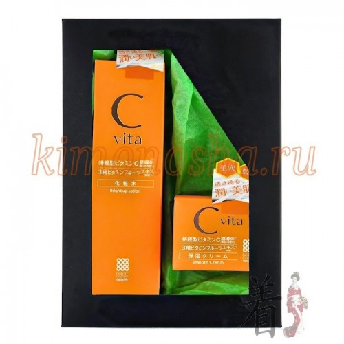 MEISHOKU Vitamin C - Подарочный набор &quot;КОМФОРТ И СВЕЖЕСТЬ С ВИТАМИНОМ С&quot;: Антиоксидантный лосьон 150 мл + Антиоксидантный смягчающий крем 45 гр Линия Cvita с витамином С предназначена для решения таких проблем кожи как сухость, обезвоженность, пигментные пятна, тусклость, отсутствие тонуса, расширенные поры. Оказывает мощную антиоксидантную защиту, а также увлажняющее, сосудоукрепляющее, разглаживающее и регенерирующее действие; повышает эластичность кожи.
