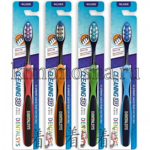 KeraSys Aekyung Dentalsys Cleaning 3D - Зубная щетка Очищение 3D, средней жесткости Благодаря специальному расположению щетинок, щетка обеспечивает трехмерное очищение.
Пучки щетины цилиндрической формы и линии щетинок расположенные накрест в центре головки щетки удаляют остатки пищи и налет в межзубных пространствах.
Волнообразные внешние линии щетинок для лучшего очищения участков вдоль линии десен.
Более высокая щетина на кончике щетки, расположенная под углом 8°, обеспечивает лучший доступ к дальним зубам.
Зубная щетка произведена по безъякорной технологии, которая предотвращает скопление воды и развитие бактерий в основании щетины и делает головку щетки компактной.