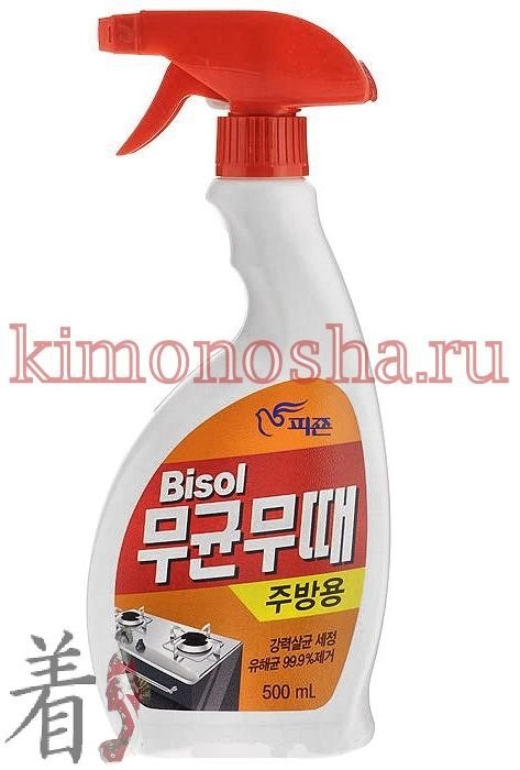PIGEON Bisol for kitchen - Бизол чистящее средство для кухни Чистящее средство для кухни Pigeon "BISOL" (спрей) Дезинфицирующее средство, убивающее большинство видов вредных микроорганизмов на 99,9%. Использование сырья, одобренного FDA, безопасно для организма. Эффективно в удалении жира, трудной грязи. Подходит для всех видов сантехники, плит (в том числе керамических), кафельной плитки