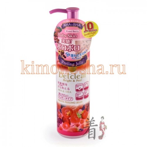 Meishoku Detclear AHA&amp;BHA Fruits Peeling Очищающий пилинг-гель с AHA и BHA с эффектом сильного скатывания с ароматом ягод Очищающий пилинг-гель с AHA и BHA с эффектом сильного скатывания. Кремообразный пилинг-гель слабой кислотности с ароматом ягод мягко очищает поры кожи от загрязнений, излишков кожного жира и ороговевших клеток эпидермиса